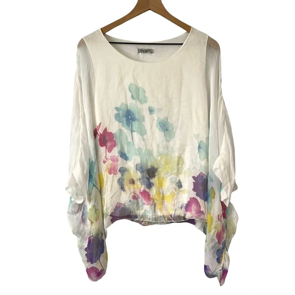 Elena Baldi Silk Batwing Top Made in Italy Size Medium